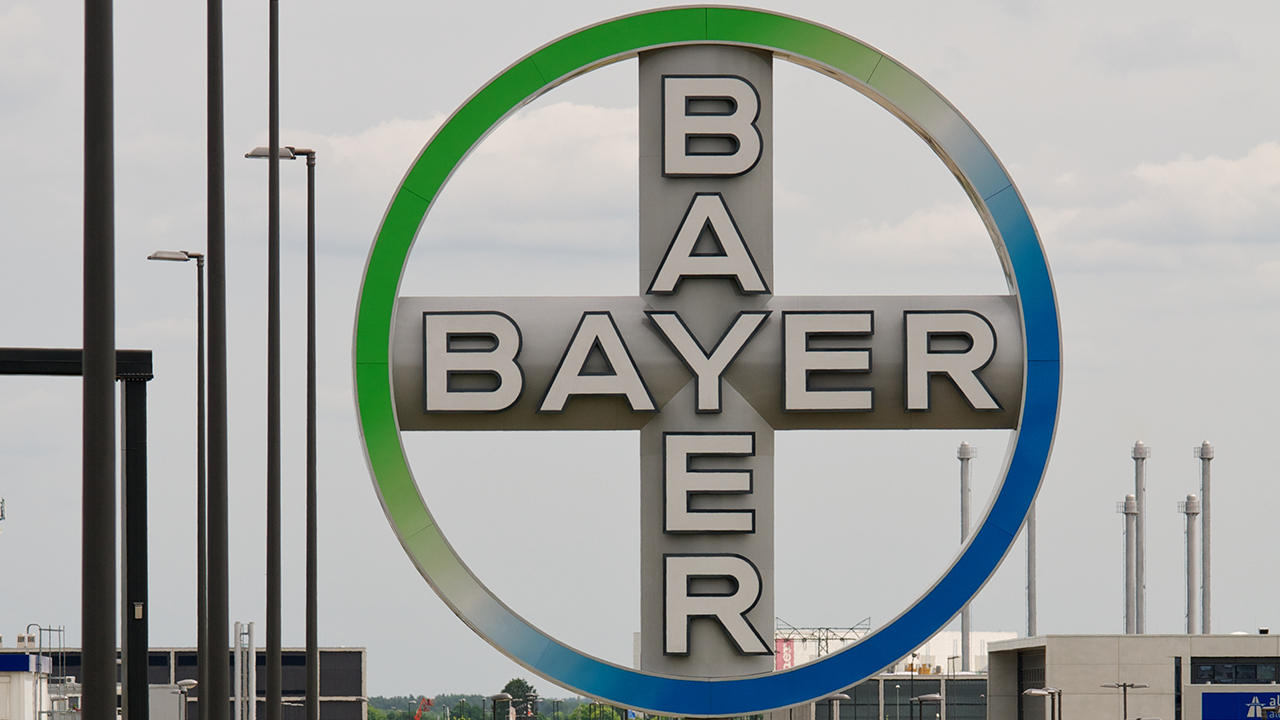 Exterior 3 dimensional sign with the Bayer logo.